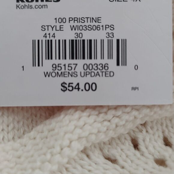 Evri Blue Self Wavy  Fringe  Strip Long Sleeve V-Neck Sweater  Sz  4X - Picture 7 of 7